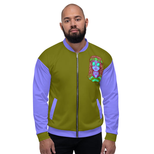 Psychedelic Alien With Dreads Unisex Bomber Jacket