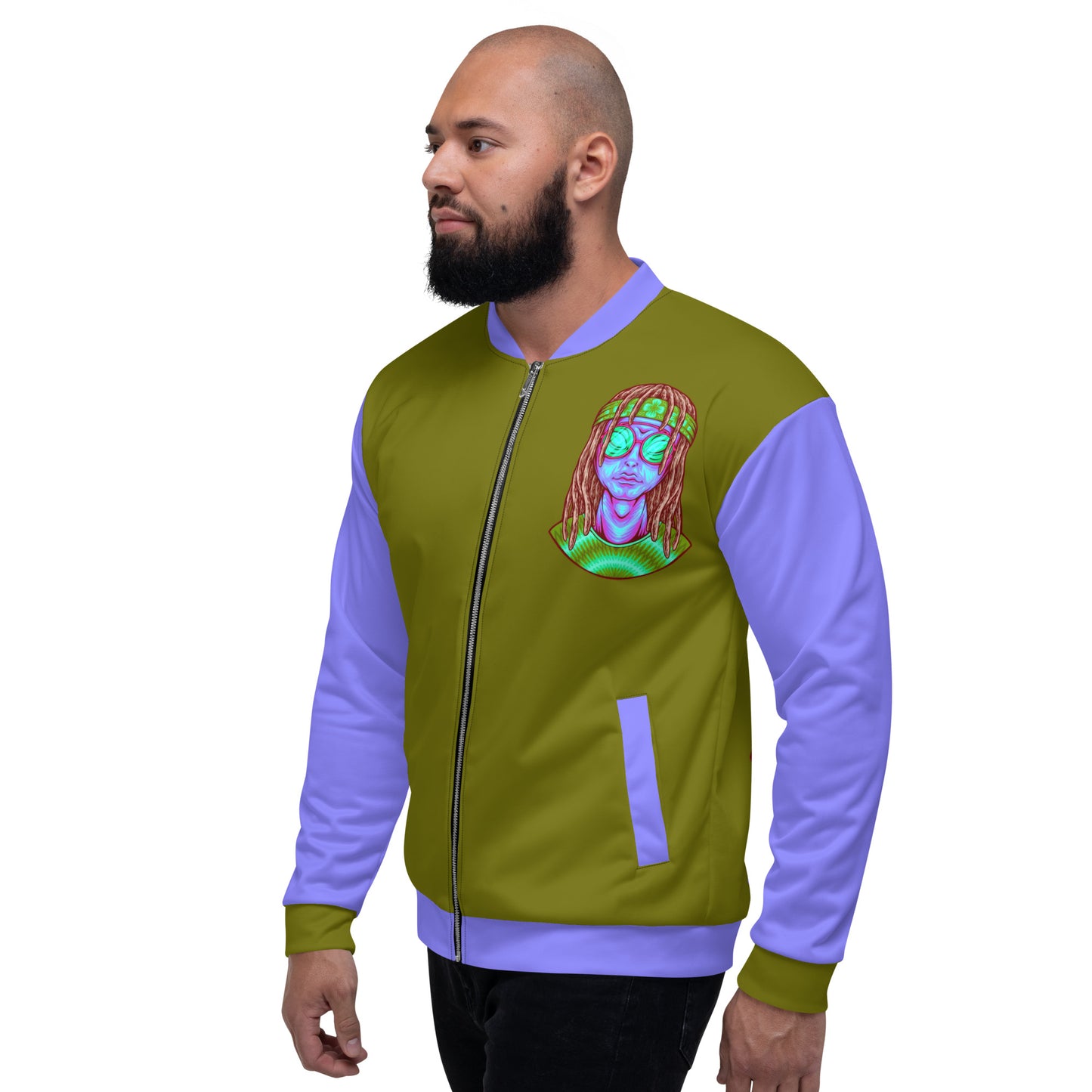 Psychedelic Alien With Dreads Unisex Bomber Jacket