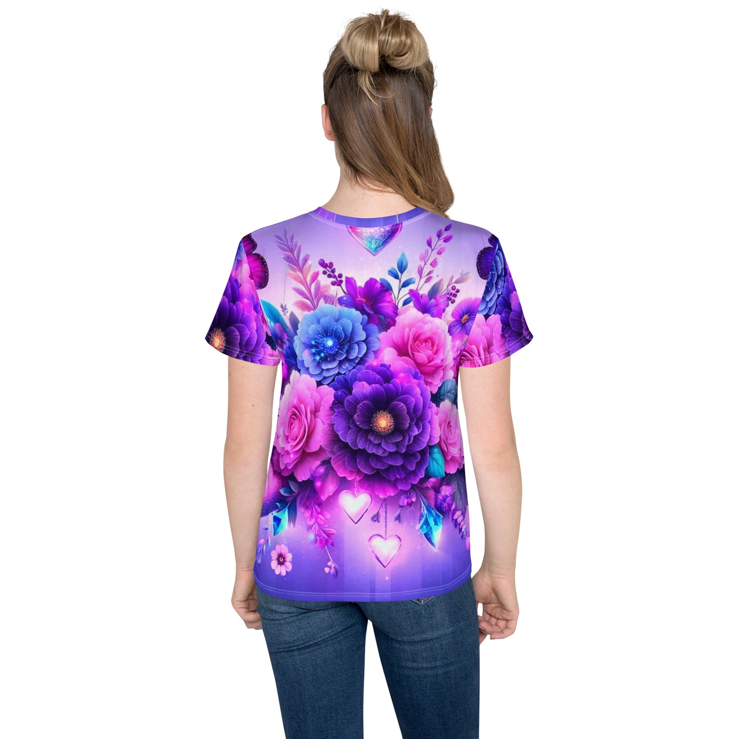 Kids Colorful Flowers crew neck t-shirt