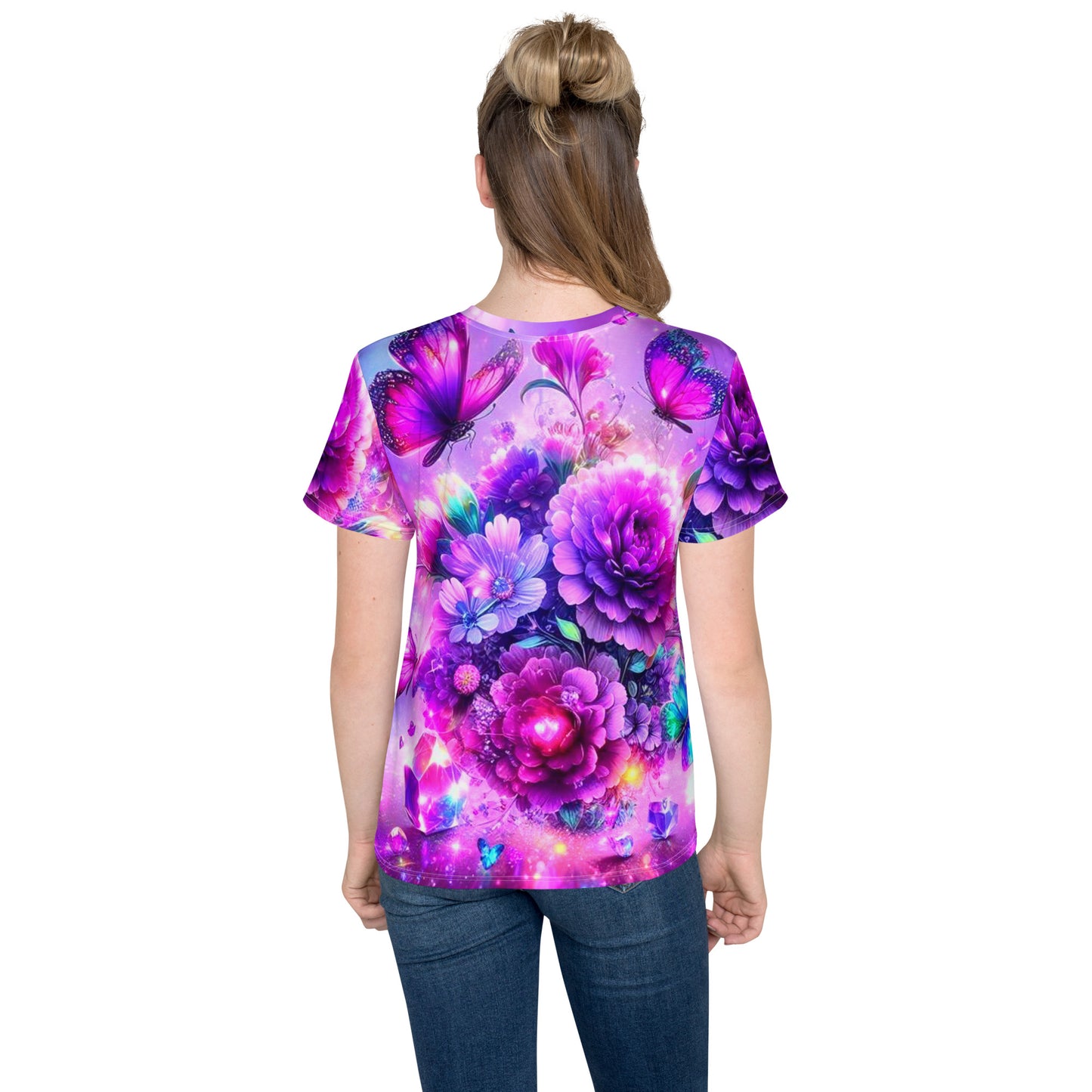 Kids Colorful Flowers crew neck t-shirt