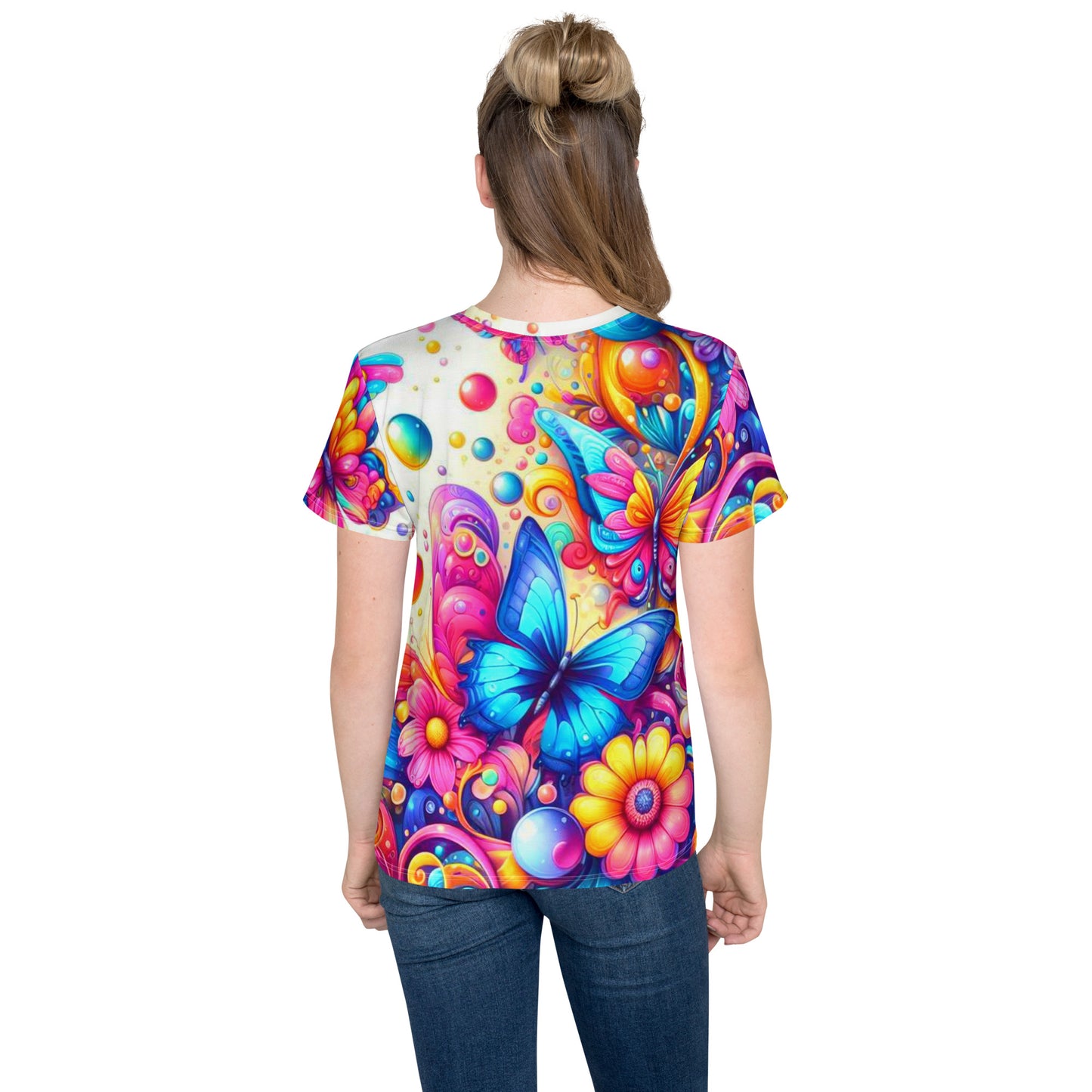 Kids Colorful Flowers crew neck t-shirt