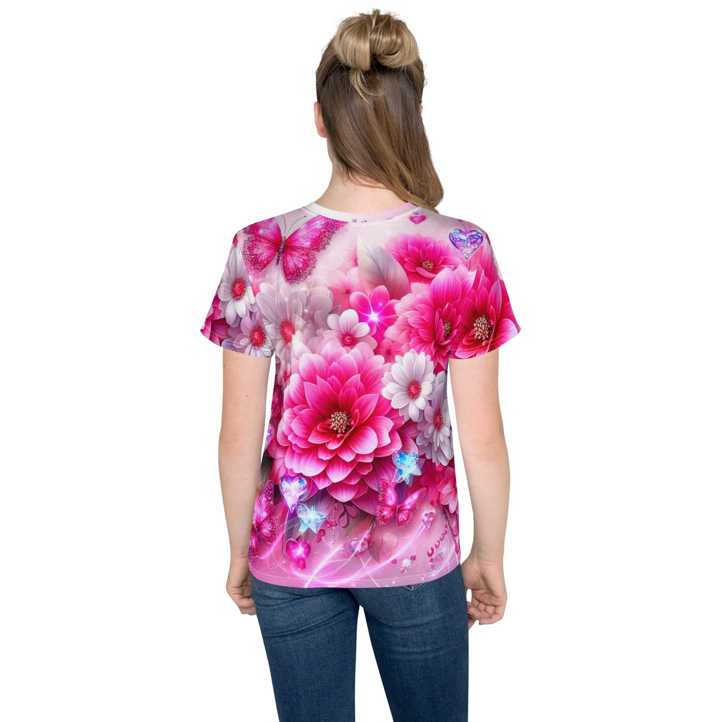 Kids Colorful Flowers crew neck t-shirt