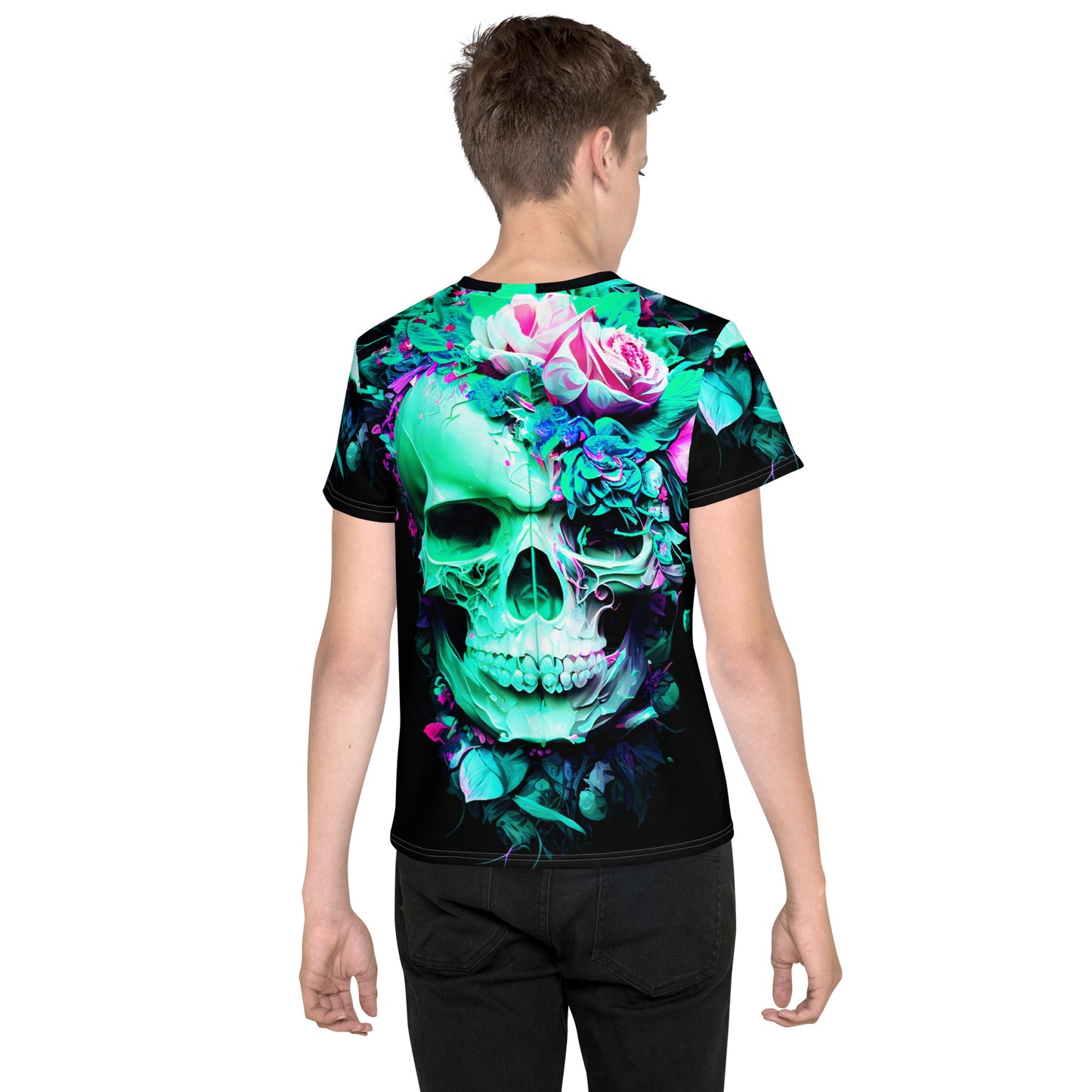 Kids Skulls and Roses crew neck t-shirt