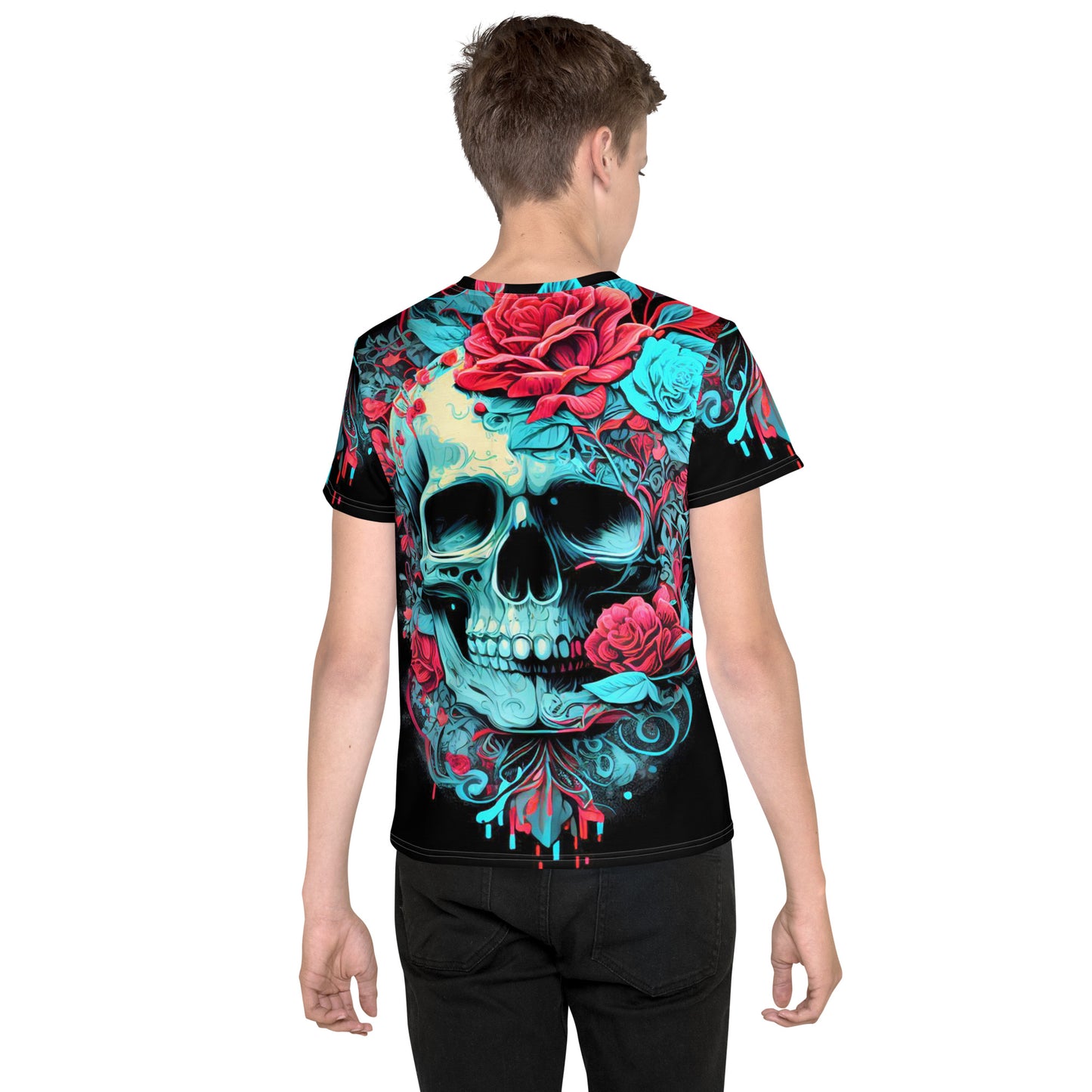 Kids Skulls and Roses crew neck t-shirt