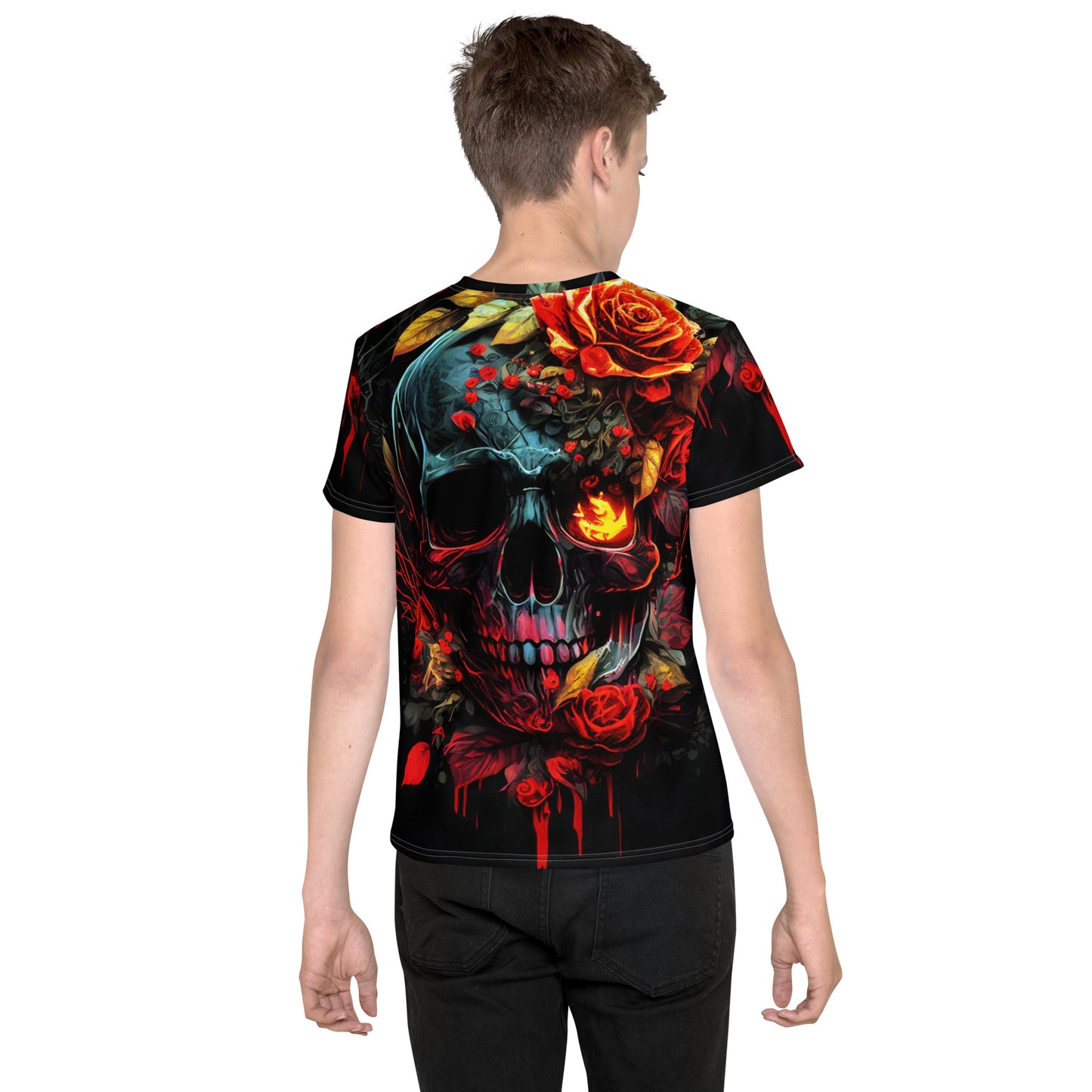 Kids Skulls and Roses crew neck t-shirt