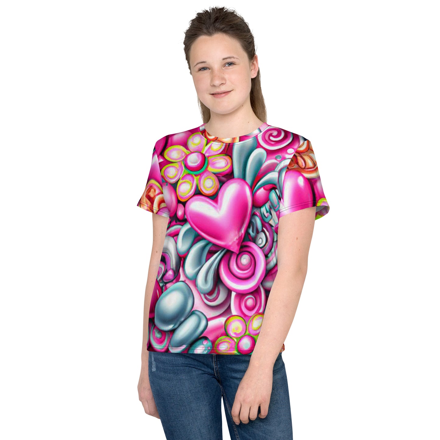 Kids Cute Hearts crew neck t-shirt