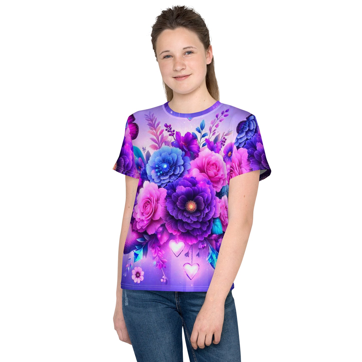 Kids Colorful Flowers crew neck t-shirt