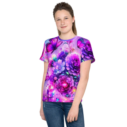 Kids Colorful Flowers crew neck t-shirt