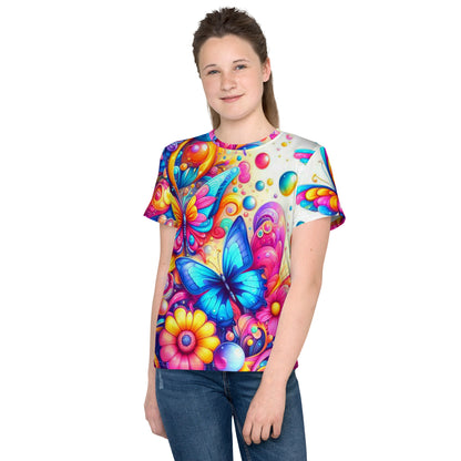 Kids Colorful Flowers crew neck t-shirt