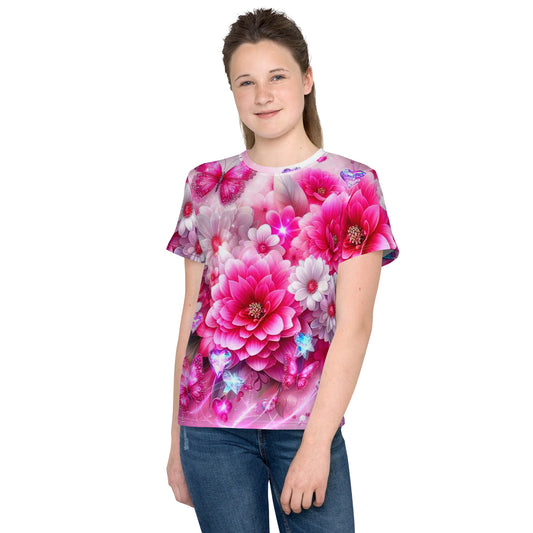 Kids Colorful Flowers crew neck t-shirt