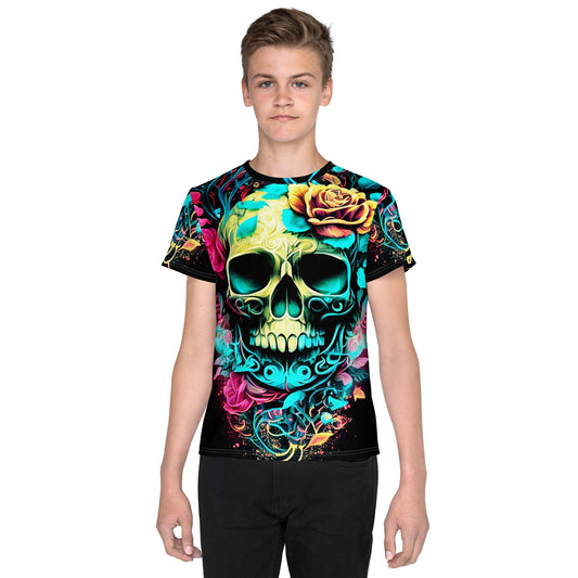 Kids Skulls and Roses crew neck t-shirt