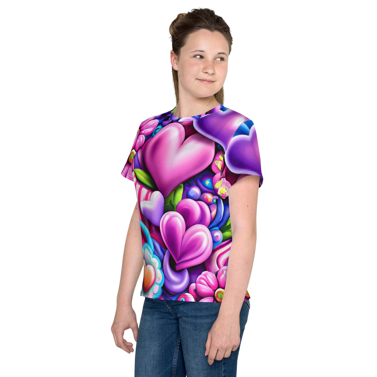 Kids Cute Hearts crew neck t-shirt