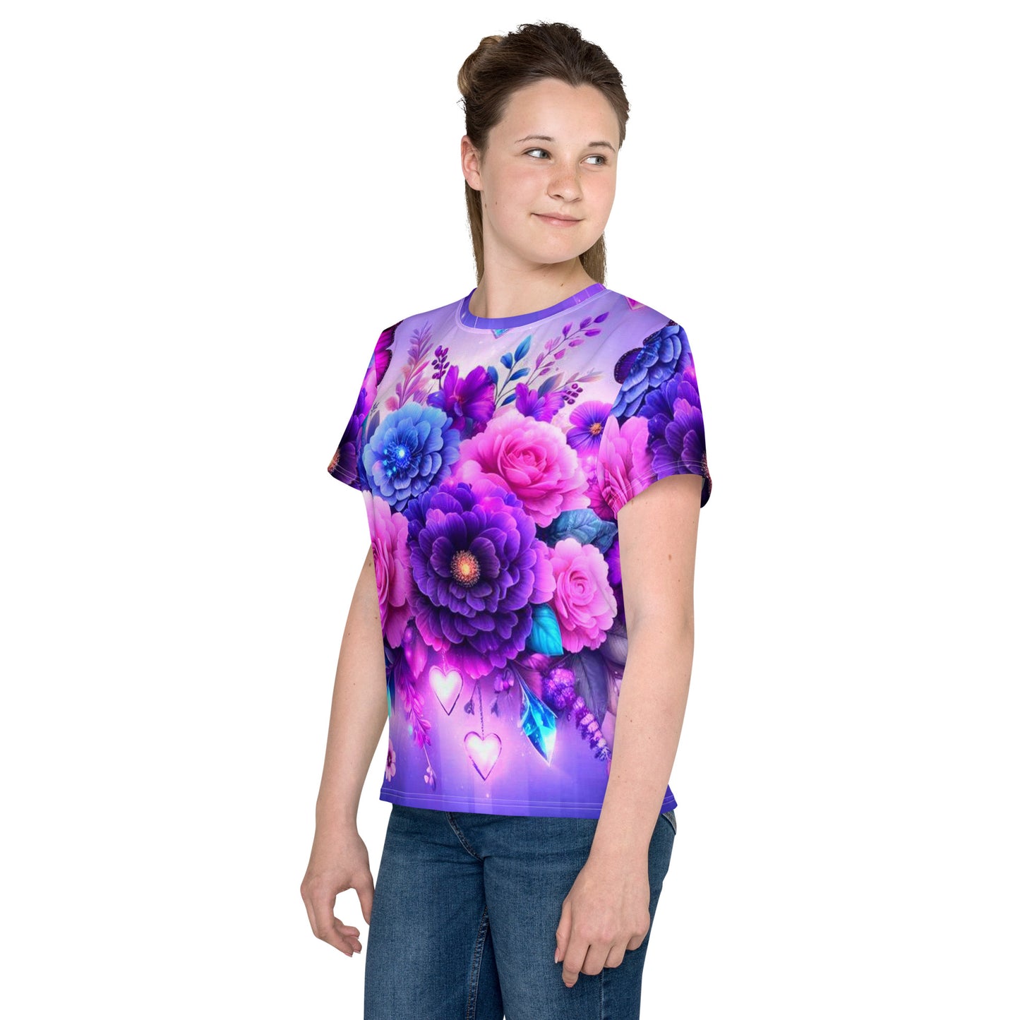 Kids Colorful Flowers crew neck t-shirt