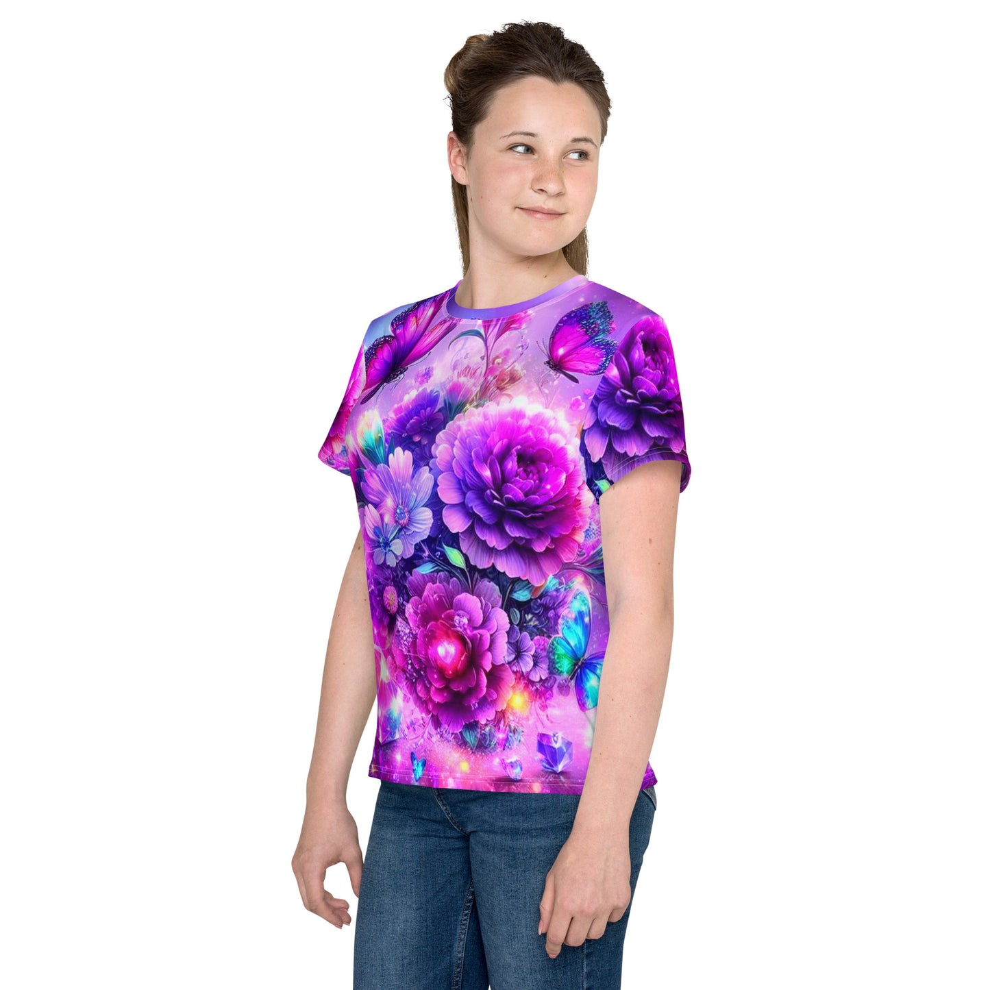 Kids Colorful Flowers crew neck t-shirt