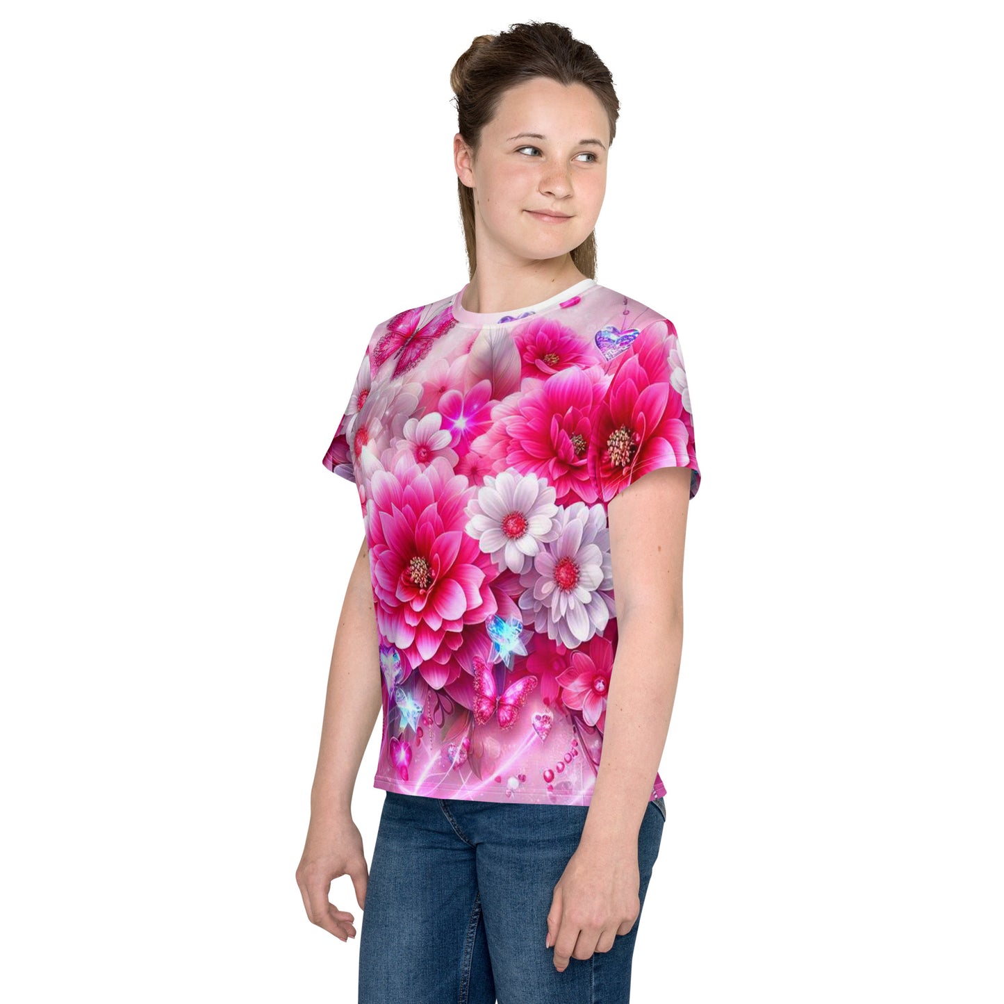 Kids Colorful Flowers crew neck t-shirt