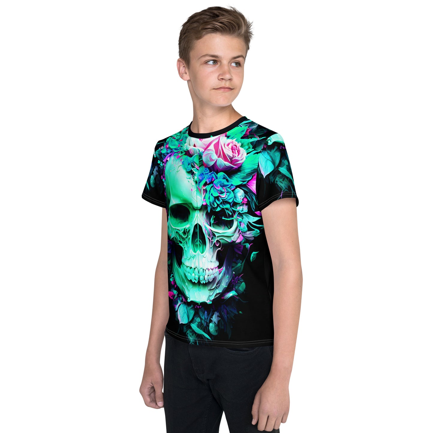 Kids Skulls and Roses crew neck t-shirt