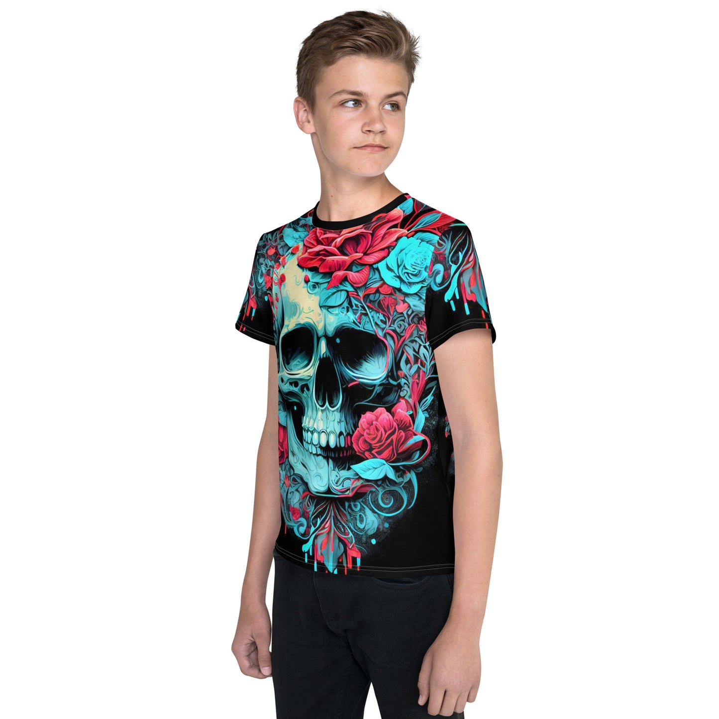 Kids Skulls and Roses crew neck t-shirt