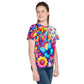 Kids Colorful Flowers crew neck t-shirt