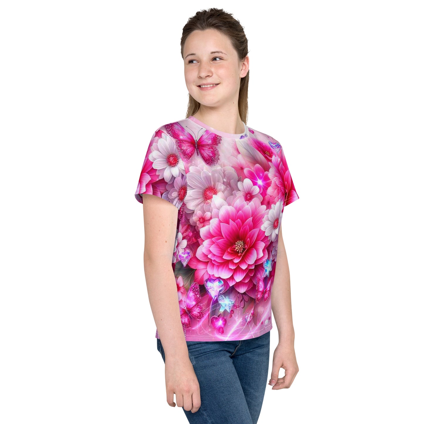 Kids Colorful Flowers crew neck t-shirt