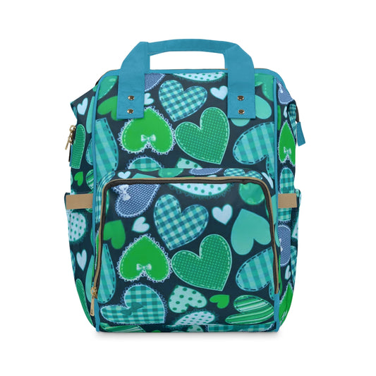 Cute Teal Hearts Multifunctional Backpack