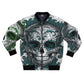 Teal & Green Sugar Skull Bomber Jacket