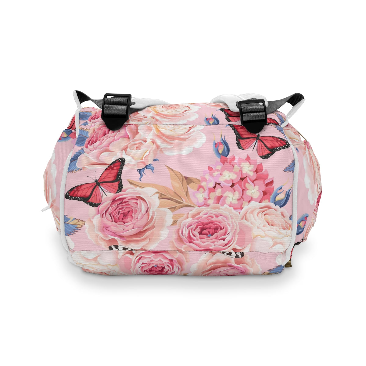 Beautiful Roses With Hydrangea & Butterflies Multifunctional Backpack