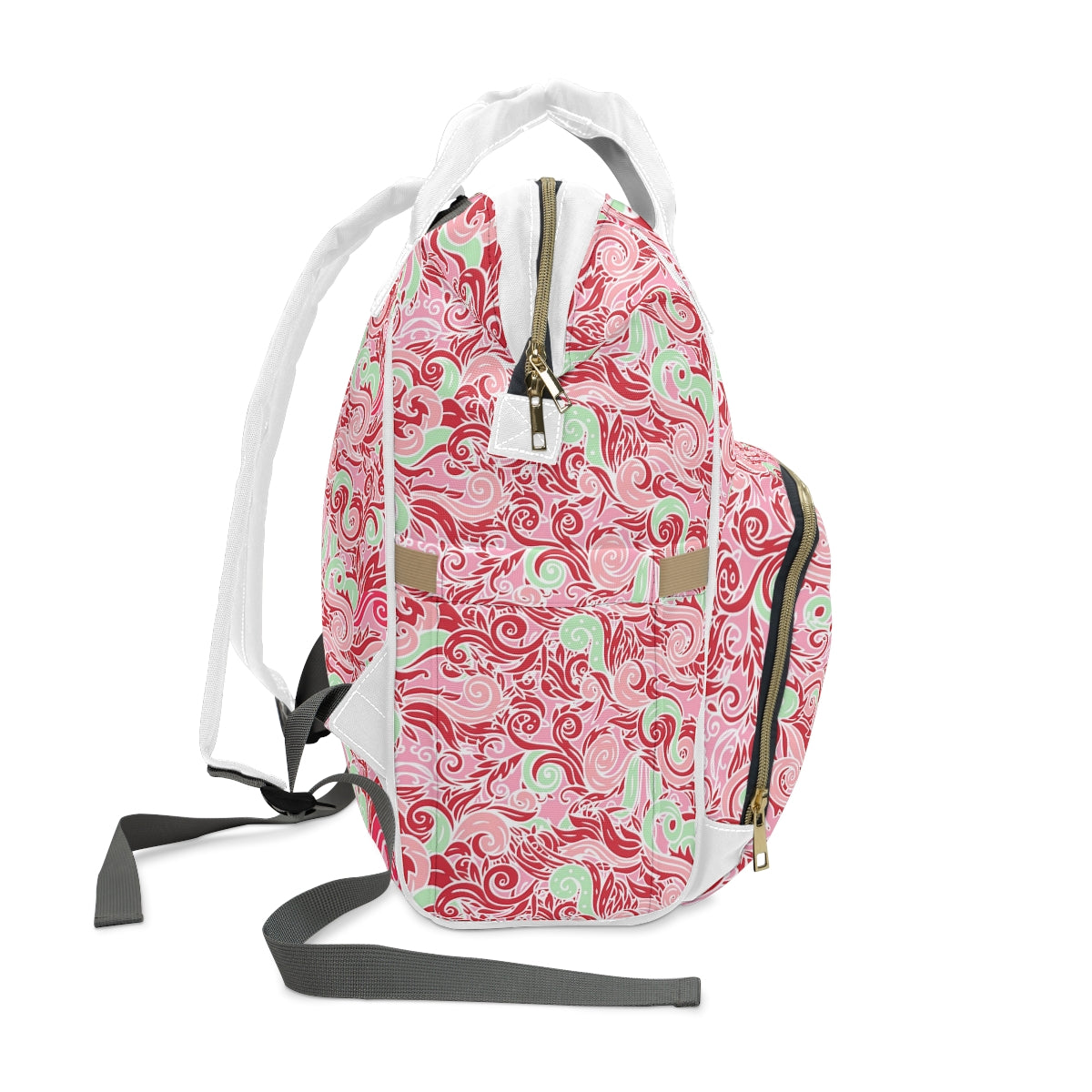 Red & Green Swirls Multifunctional Backpack