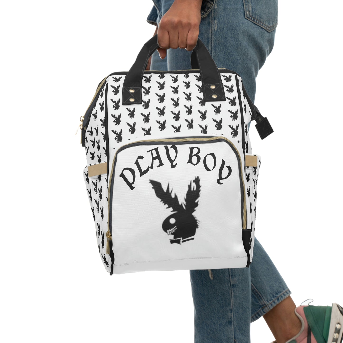 Play Boy White & Black Multifunctional Backpack