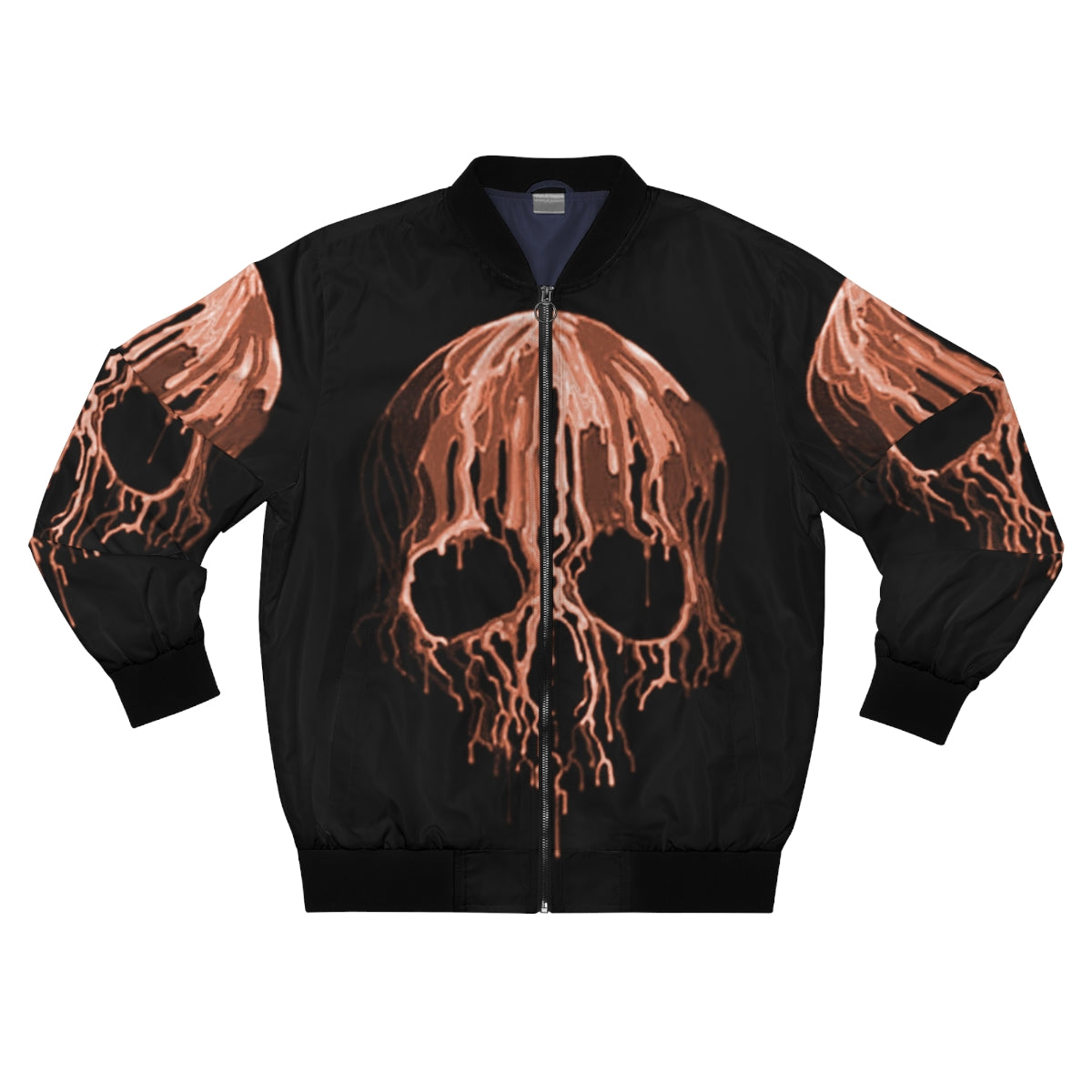 Orange Drippy Skull Bomber Jacket