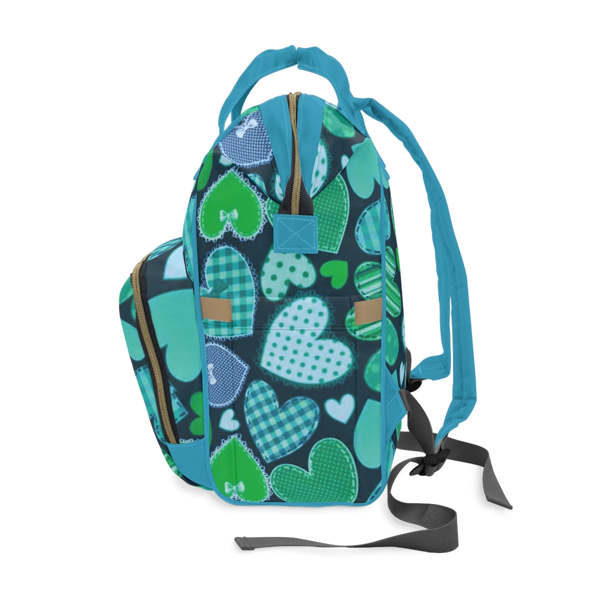 Cute Teal Hearts Multifunctional Backpack