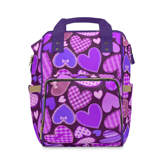 Cute Purple Hearts Multifunctional Backpack