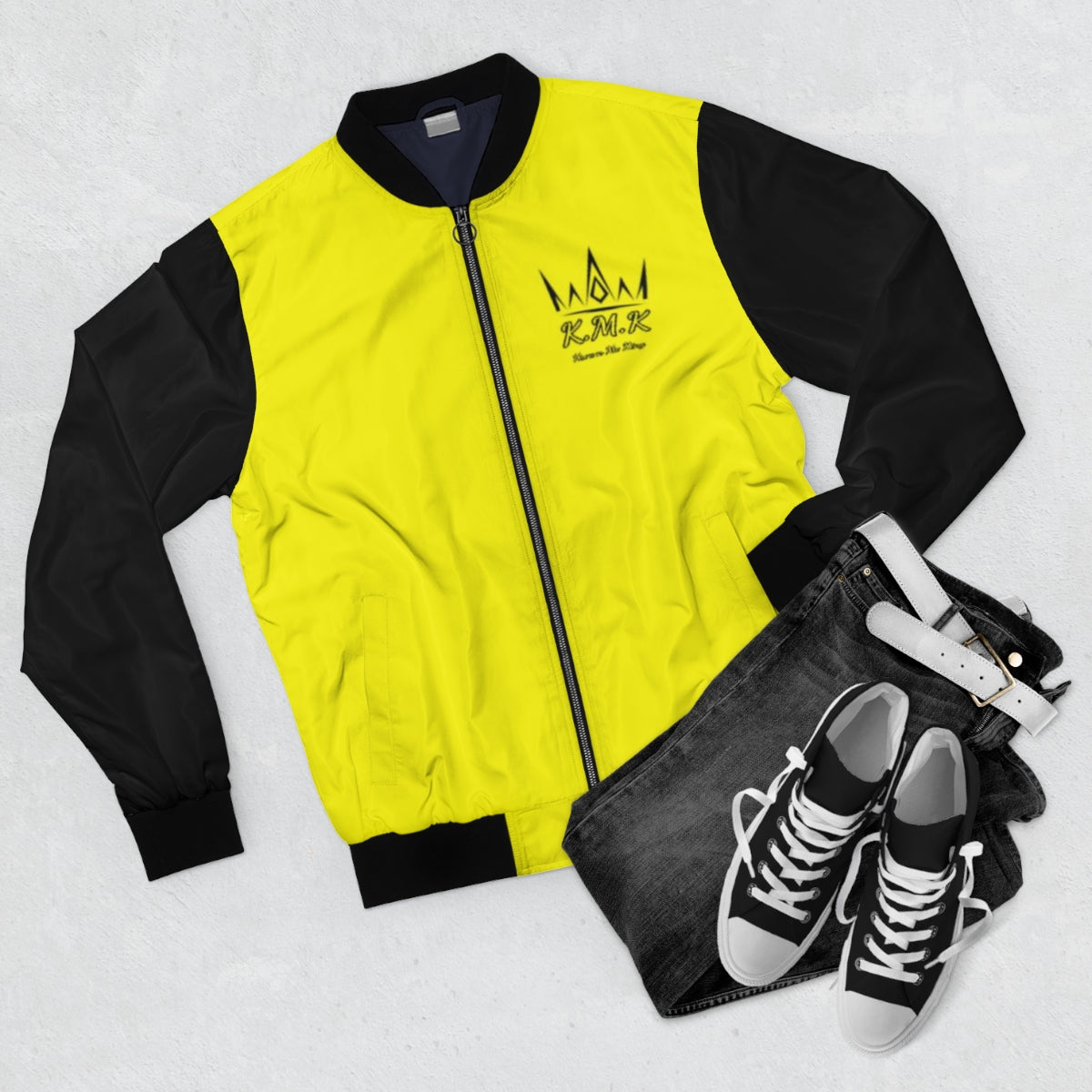 Krown Me King Yellow & Black Men's Bomber Jacket