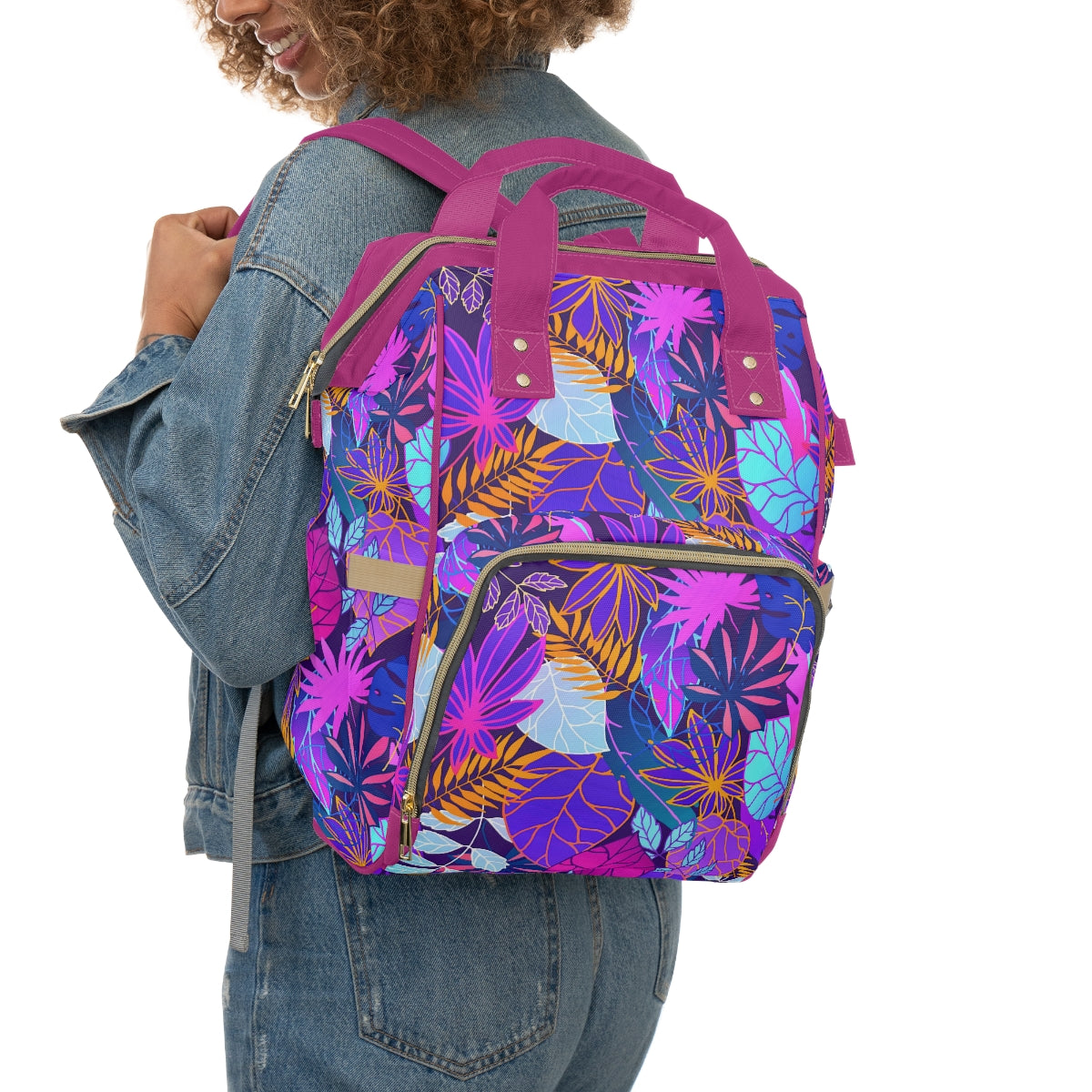 Neon Leaves Multifunctional Backpack