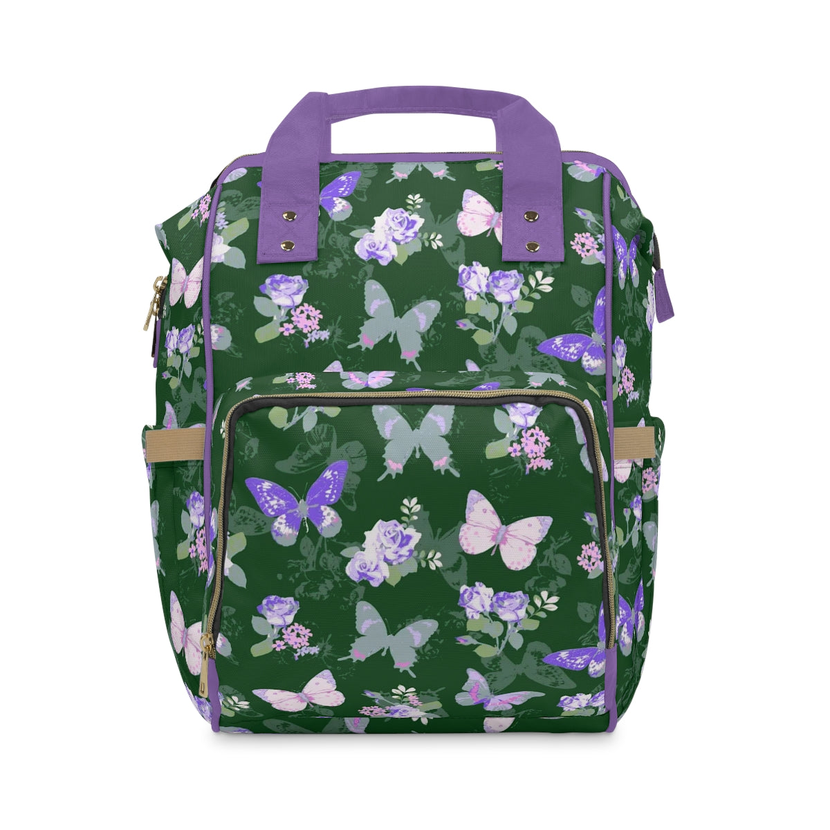 Purple & White Butterflies Multifunctional Backpack