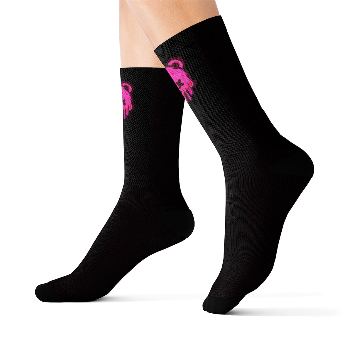 Hot Pink Ice Cream Teddy Crew Socks