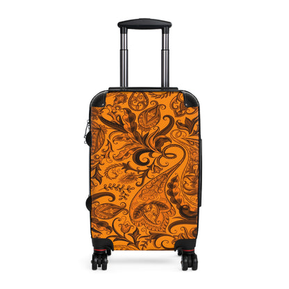 Cute Flower Orange & Black Cabin Suitcase