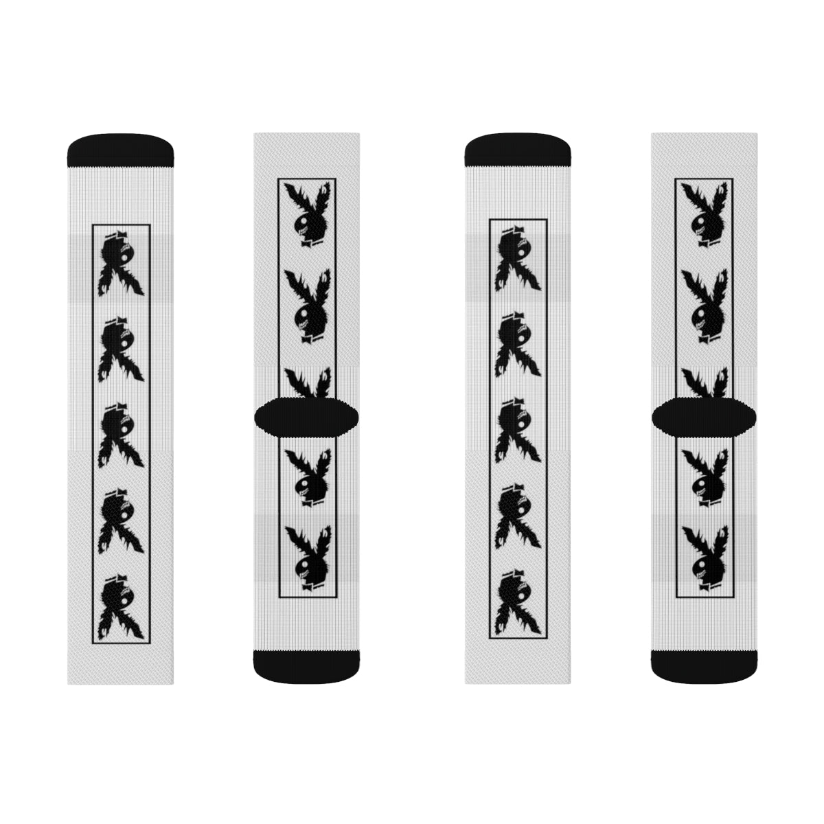 Play Boy White & Black Crew Socks