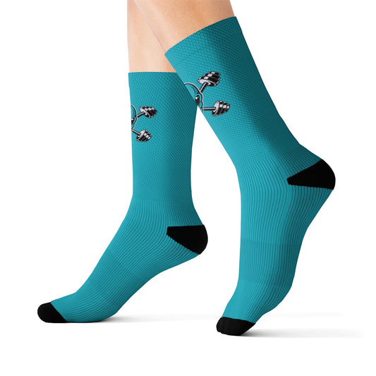 Light Blue Alien Gym Crew Socks