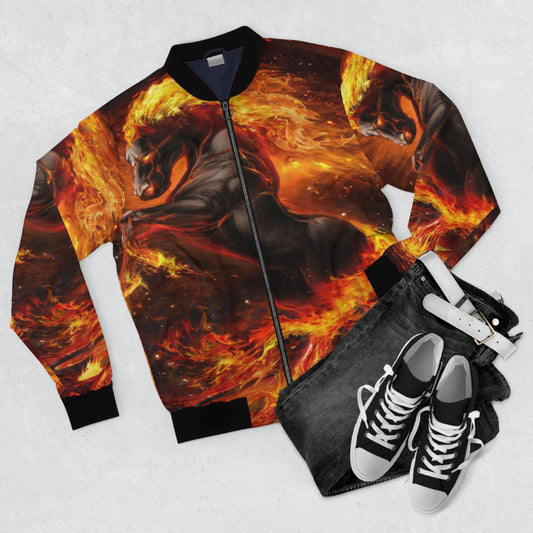 Flaming Horse Bomber Jacket