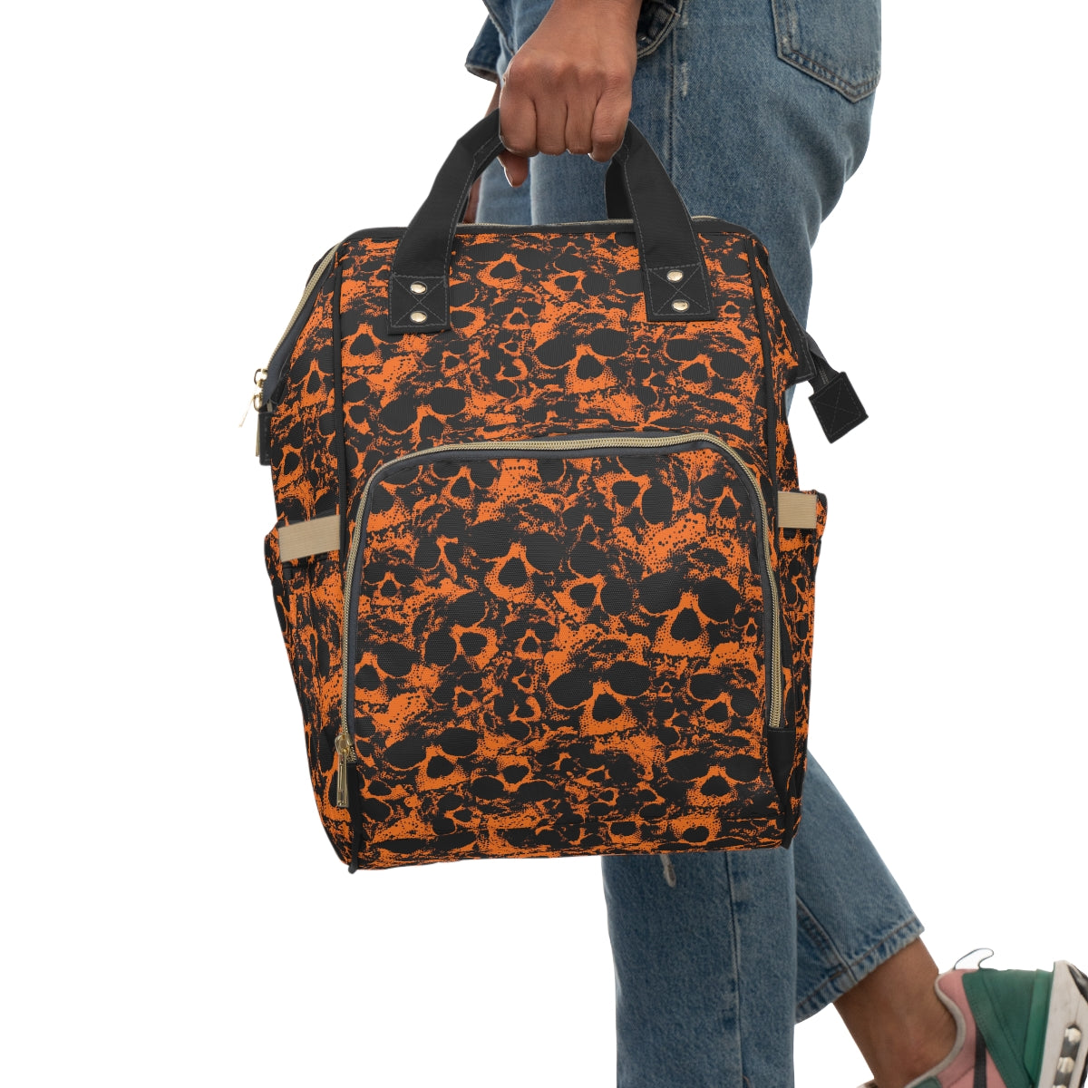 Orange Skull Gang Multifunctional Backpack