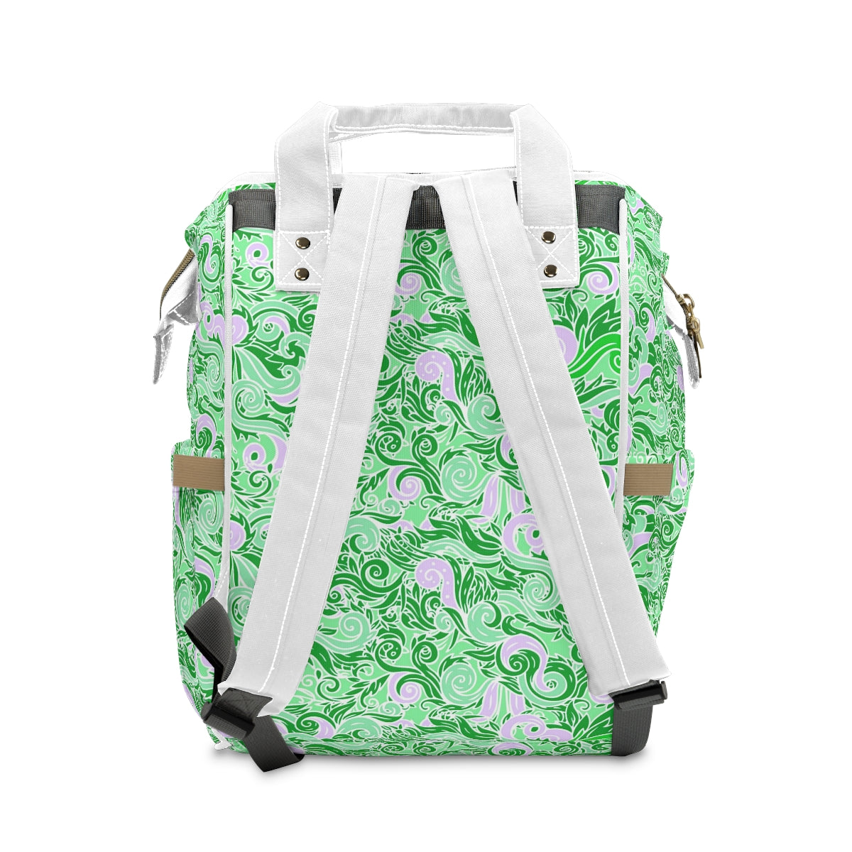 Green & Pink Swirls Multifunctional Backpack