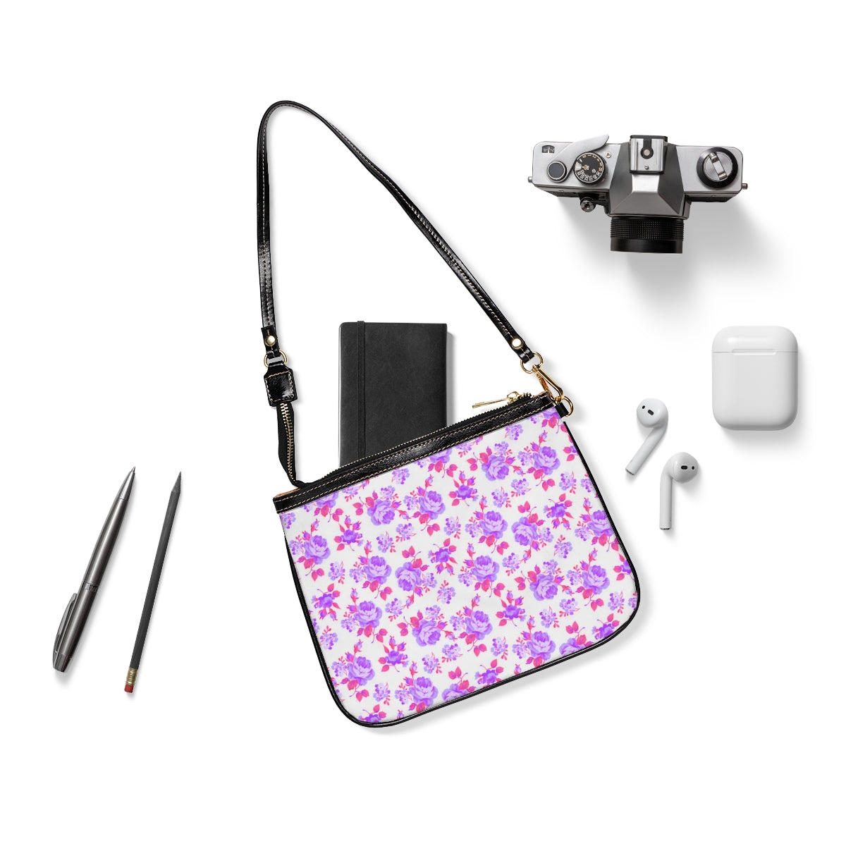 Beautiful Purple Roses Small Shoulder Bag