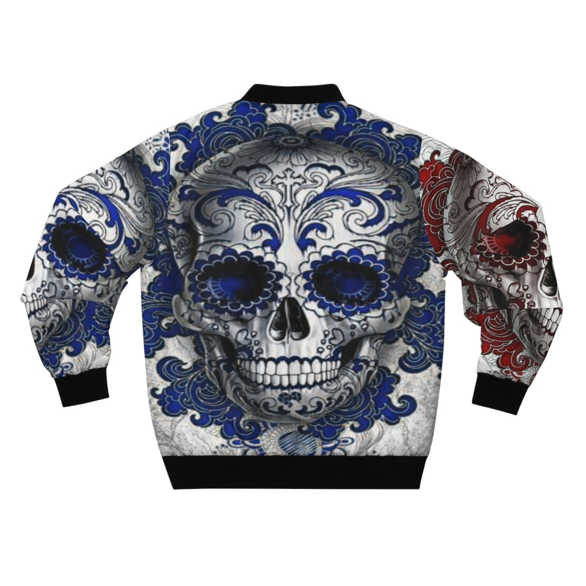 Red & Blue Sugar Skull Bomber Jacket