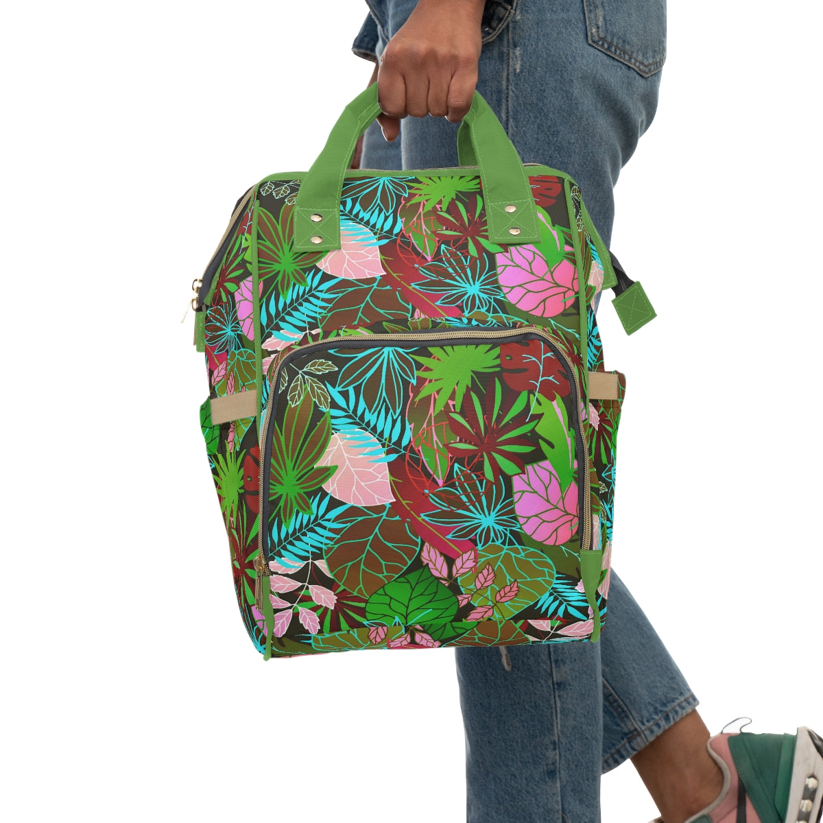 Neon Leaves Multifunctional Backpack