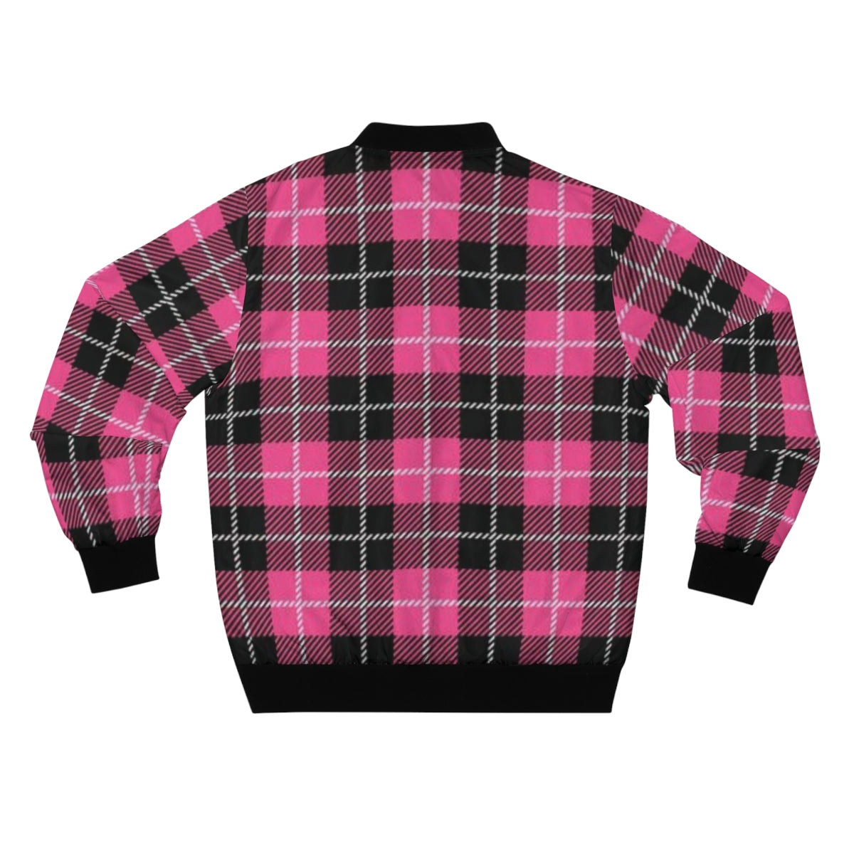 Pink & Black Plaid Bomber Jacket