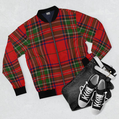 Red & Green Plaid Bomber Jacket