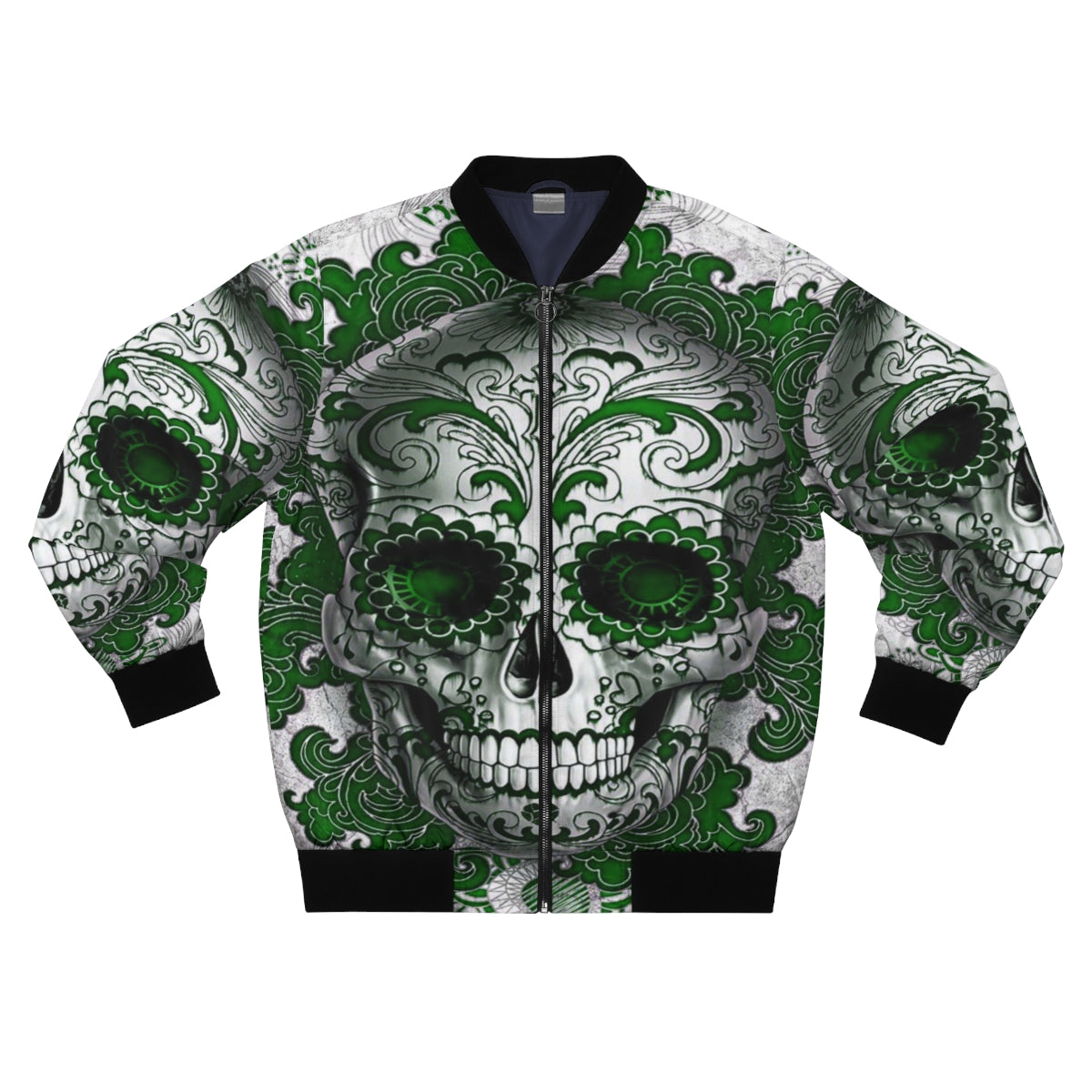 Green Sugar Skull Bomber Jacket