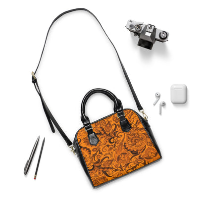 Cute Flower Orange & Black Shoulder Handbag