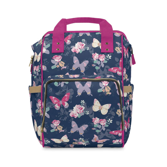 Pink & White Butterflies Multifunctional Backpack