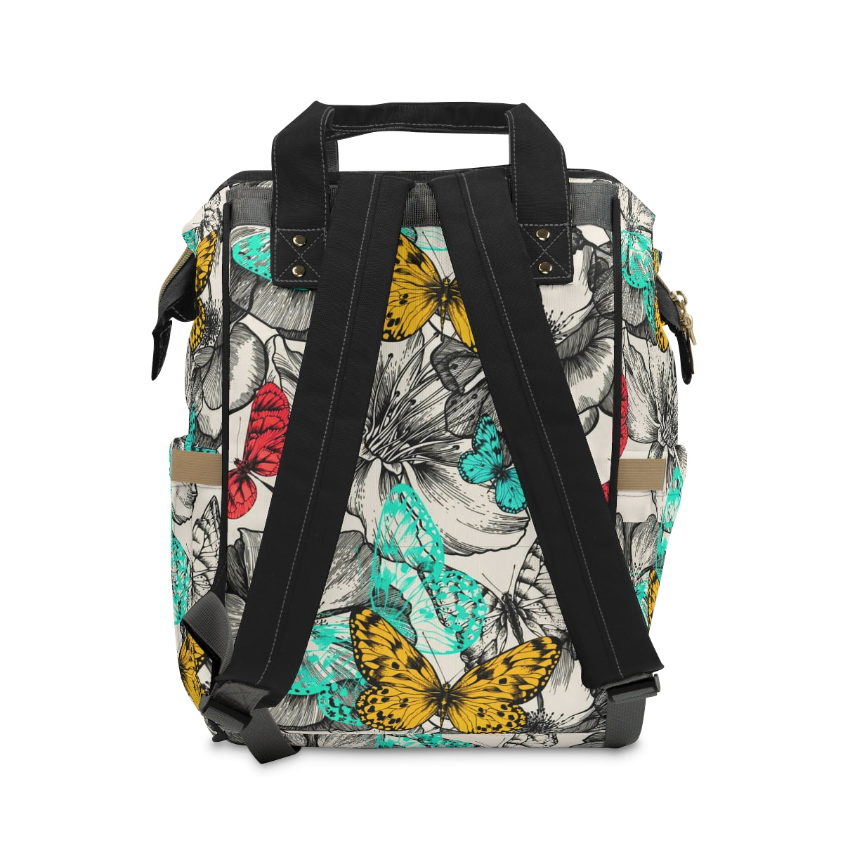 Blooming Roses & Colorful Butterflies Multifunctional Backpack